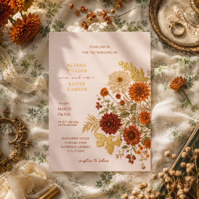 Burnt Orange Rustic Fall Leaves Autumn Wedding  (Creator Uploaded)