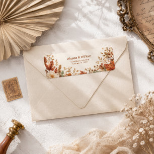 Burnt Orange Rustic Fall Leaves Return Address