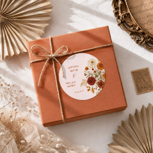 Burnt Orange Rustic Fall Leaves Wedding  Classic Round Sticker