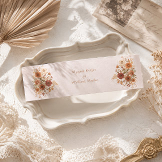 Burnt Orange Rustic Fall Leaves Wedding Invitation Belly Band