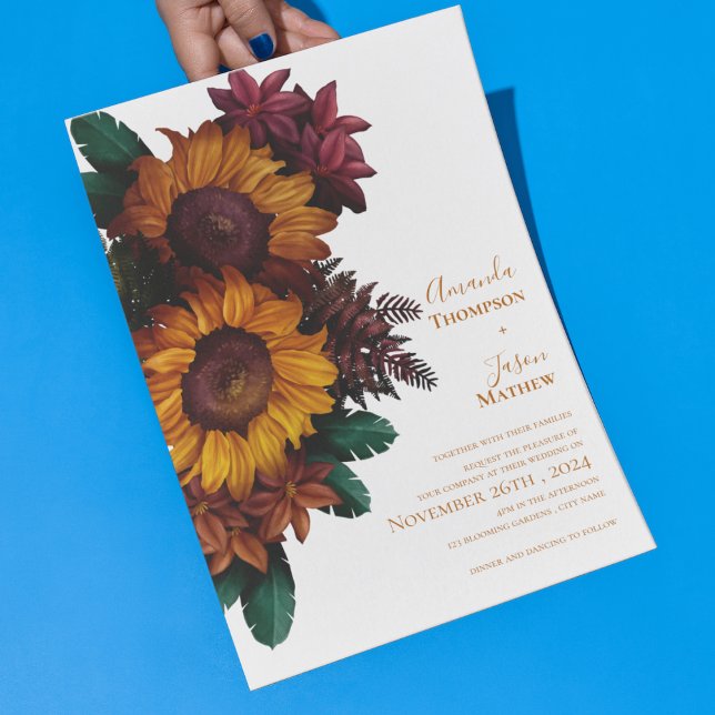 Burnt Orange Rustic Floral Wedding Invitation Postcard (Burnt Orange Rustic Floral Wedding Invitation Postcard)
