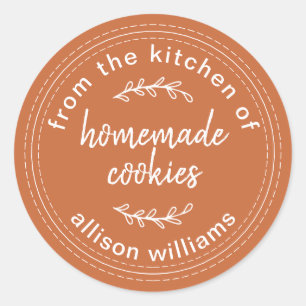 Burnt Orange Rustic Homemade Cookies Personalized Classic Round Sticker