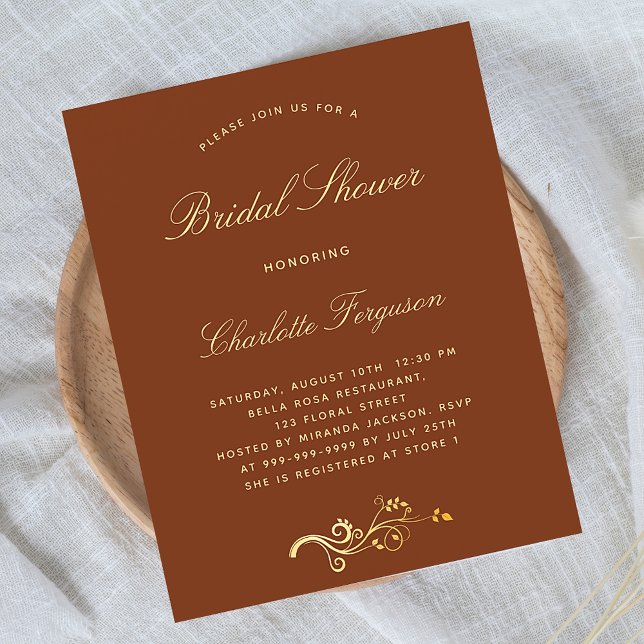 Burnt orange rusts bridal shower budget invitation flyer (Creator Uploaded)