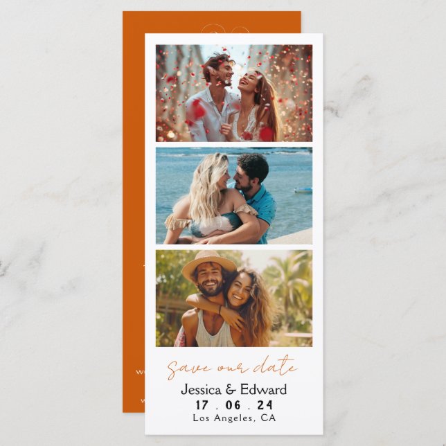 Burnt Orange Save The Date Photo Booth Qr Code (Front/Back)
