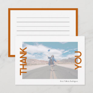Burnt Orange School Colour Photo Thank You Card