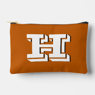 Burnt Orange School Pride Color Style Monogram Accessory Pouch