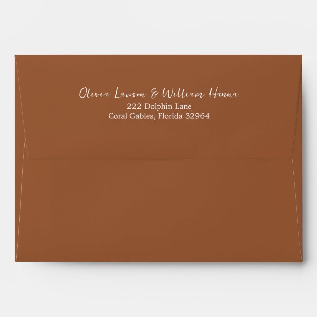 Burnt Orange Script Return Address Envelope (Back (Top Flap))