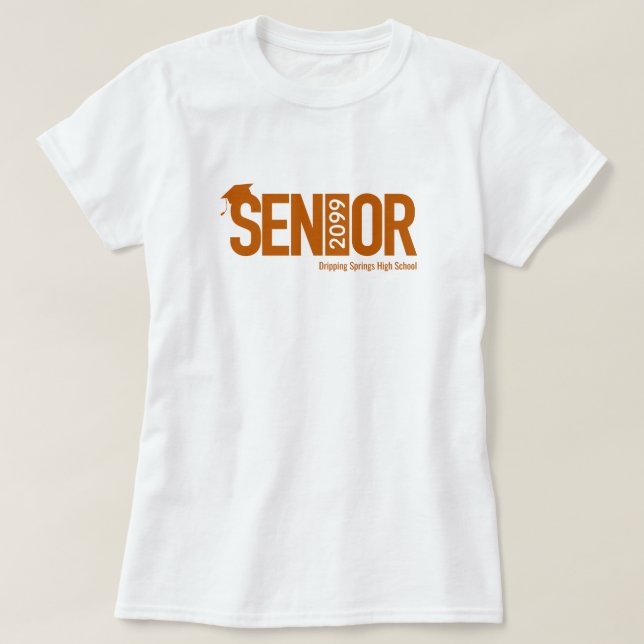 Burnt Orange SENIOR with Graduation Cap T-Shirt (Design Front)