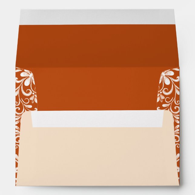 Burnt Orange Shabby Chic Wedding Envelope (Back (Bottom))