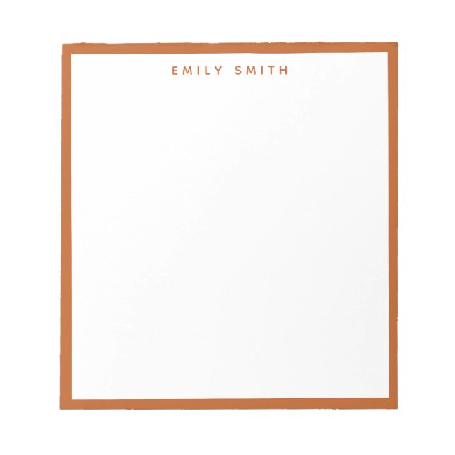 Burnt Orange Simple Modern Notepad (Front)