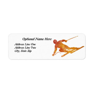 Burnt Orange Skier with Customizable Text