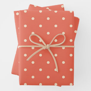 Burnt Orange Small White Spots Wrapping Paper Sheet