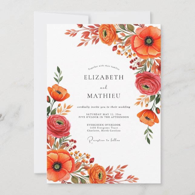 Burnt Orange Spectacular Autumnal Wedding Invitation (Front)