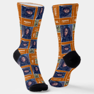 Burnt Orange Square Photo Graduation Class Year Socks