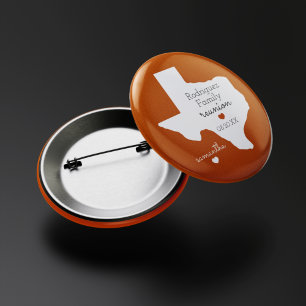 Burnt Orange State of Texas Family Reunion 2 Inch Round Button