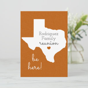 Burnt Orange State of Texas Family Reunion Invitation