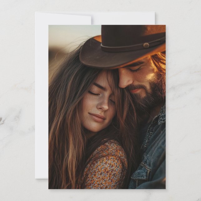 Burnt Orange String Lights Modern Script Save the Date (Back)