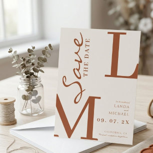 Burnt Orange Stylish monogram wedding Save The Date