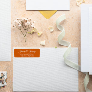 Burnt Orange Stylized Names Wedding Address