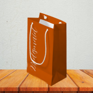 Burnt Orange Stylized Script Wedding Bridesmaid Small Gift Bag