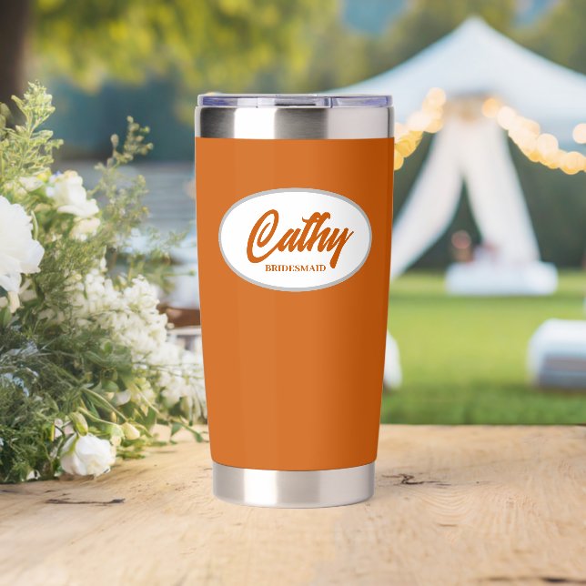 Burnt Orange Stylized Wedding Bridesmaid Insulated Tumbler (Wedding (Rotated))