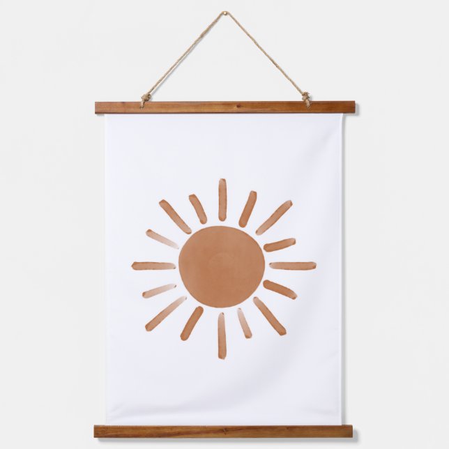 Burnt Orange Sun Boho Nursery Decor Hanging Tapestry (Front)