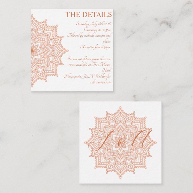 Burnt Orange Sunrise Mandala Summer Fall Enclosure Card (Front/Back)