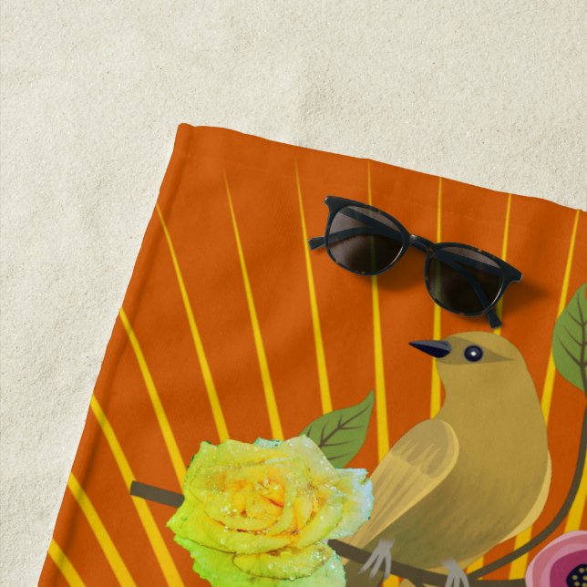 Burnt Orange Sunshine & Dew Drops Beach Towel (In Situ)