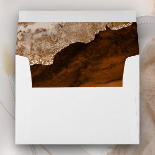 Burnt Orange Terracotta Agate Marble Wedding Envelope