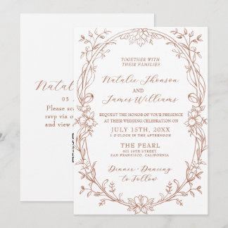 Burnt Orange Terracotta Boho QR Code Wedding Invitation