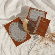 Burnt Orange Terracotta Lace Old Money Wedding