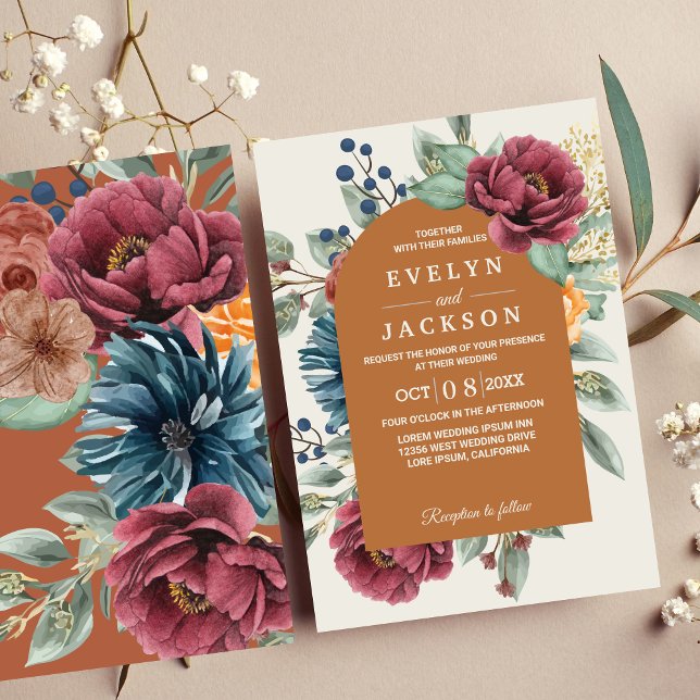 Burnt orange terracotta Modern Rustic Boho Invitation (Creator Uploaded)