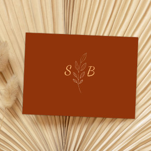 Burnt Orange Terracotta Monogram Initials Wedding Envelope