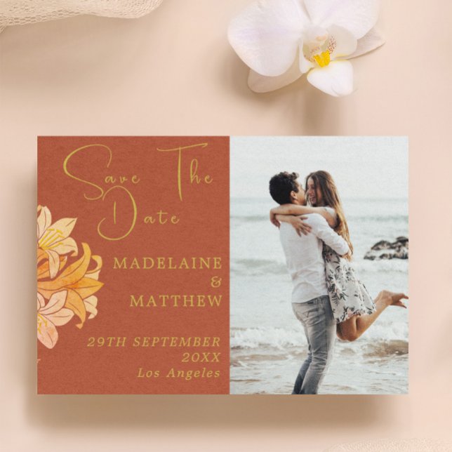 Burnt Orange Terracotta Save The Date  (Creator Uploaded)