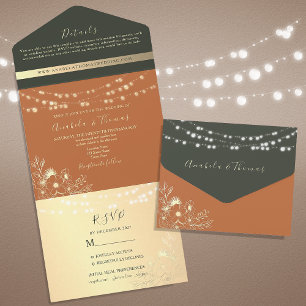Burnt Orange Terracotta Wedding All In One Invitation