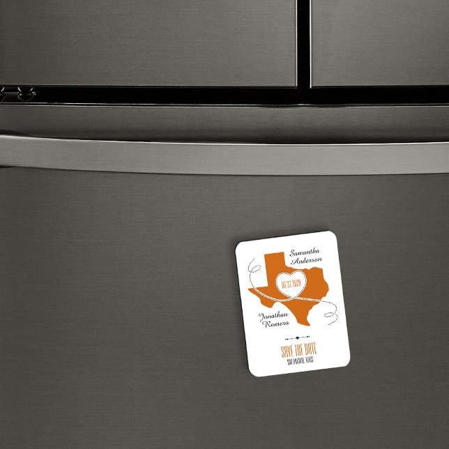 Burnt Orange Texas Curling Ribbon Save the Date Magnet (Creator Uploaded)