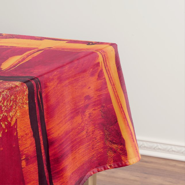 Burnt orange textured tablecloth (In Situ)