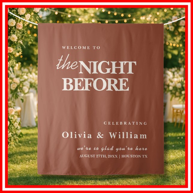 Burnt Orange The Night Before Wedding Backdrop Tapestry (Creator Uploaded)