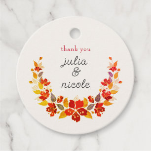 Burnt Orange Tropical Hibiscus Florals Wedding Favour Tags