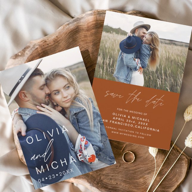 Burnt Orange Typography Save the Date Photo  (Creator Uploaded)