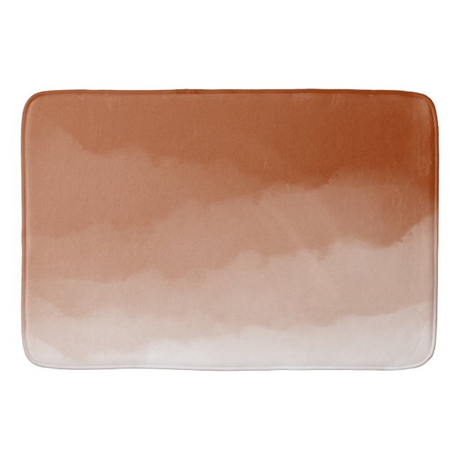  Burnt Orange Watercolor Ombre Bath Mat (Front)