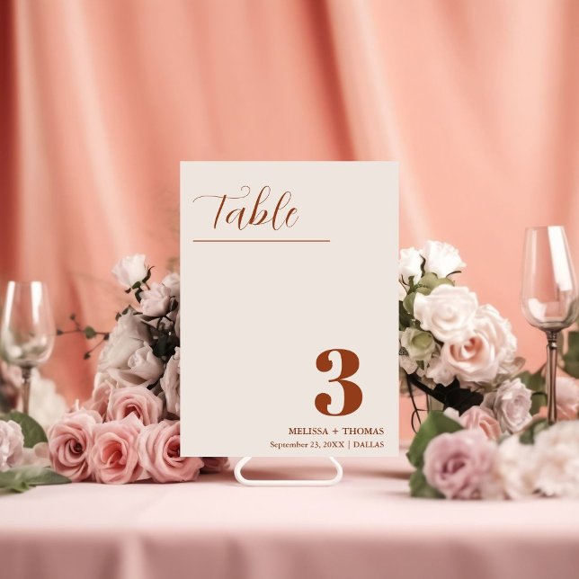 Burnt orange  Wedding decor Table Number Card (Creator Uploaded)