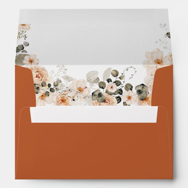 Burnt Orange Wedding Envelope with Return Address (Back (Bottom))