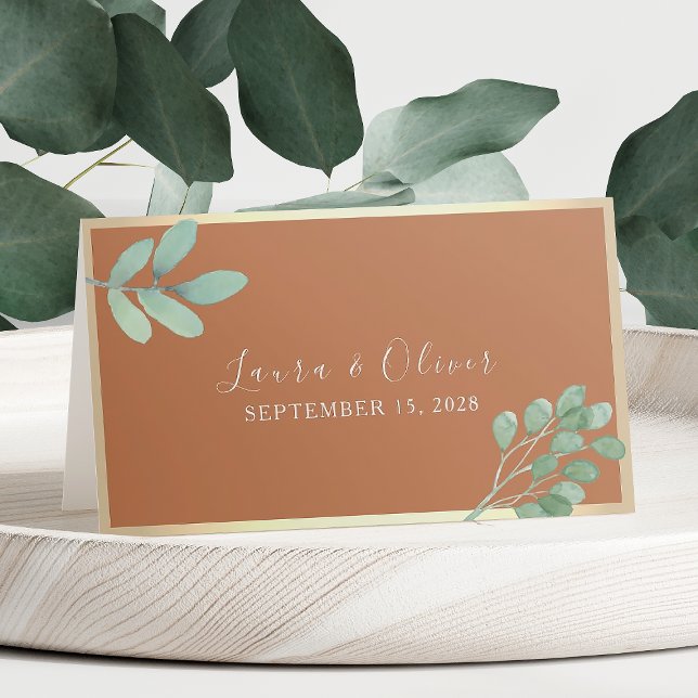 Burnt Orange Wedding Place Card (Creator Uploaded)