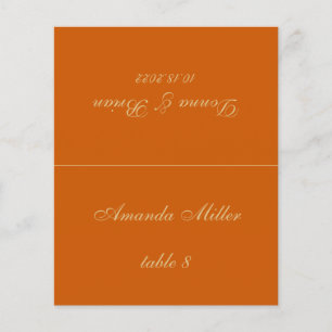 Burnt Orange Wedding Place Card Printed Guest Name
