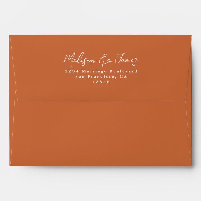 Burnt Orange Wedding Return Address Envelope (Back (Top Flap))