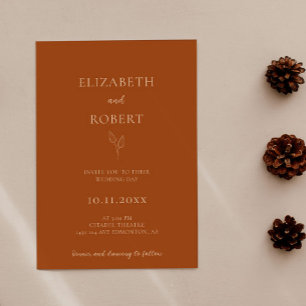 Burnt Orange Wedding Terracotta Simple Elegant Invitation