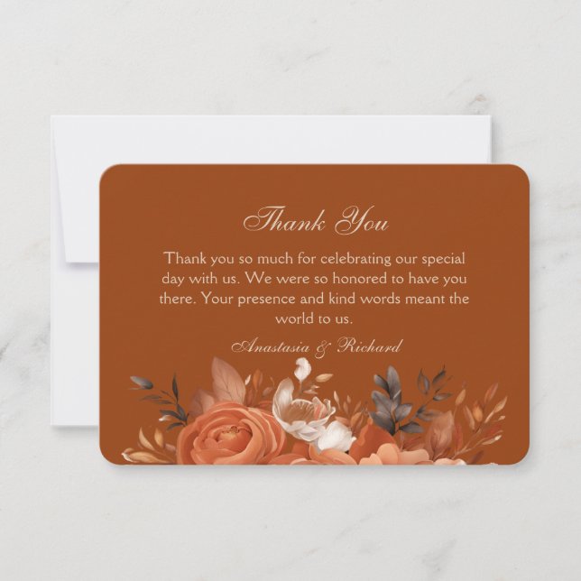 Burnt Orange Wedding Thank You Card (Front)