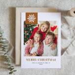 Burnt Orange Whimsical Snowflake Photo Christmas Holiday Card<br><div class="desc">Send warm holiday wishes with this modern photo Christmas card, showcasing a cheerful white snowflake on a burnt orange backdrop. The design blends a cozy seasonal vibe with clean, contemporary style. Add your own photo and custom message to create a festive keepsake. Great for mailing to friends, family, or clients...</div>