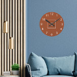 Burnt orange white business logo round clock<br><div class="desc">A burnt orange,  terracotta coloured background. Personalize and add your business,  company logo.  White clock numbers.</div>